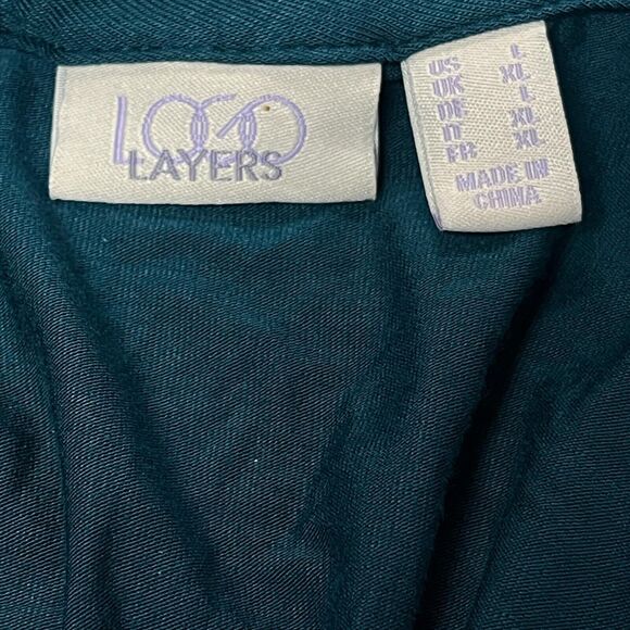 LOGO Layers Lori Goldstein Teal Tunic Sleeveless Tank Top Women's Large Summer - Picture 5 of 5